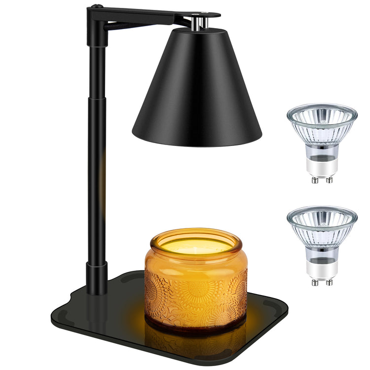 a lamp with a candle and a candle holder