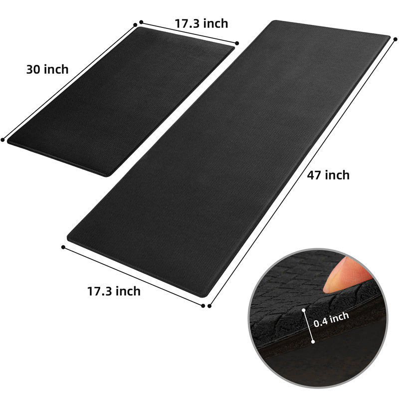 a black rectangular mat with white text