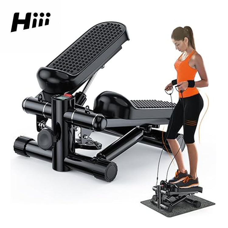 a woman standing on a exercise machine