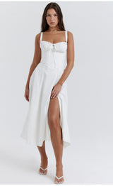 Women's Floral Lace-Up Corset Dress