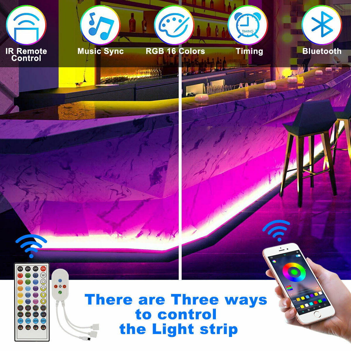 a bar with a remote control