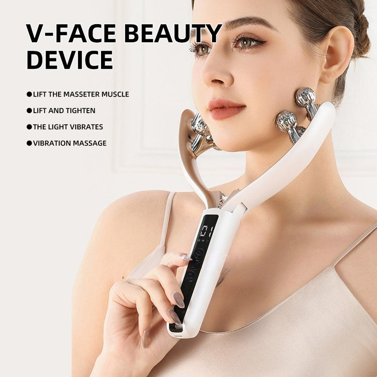 a woman holding a device to her face