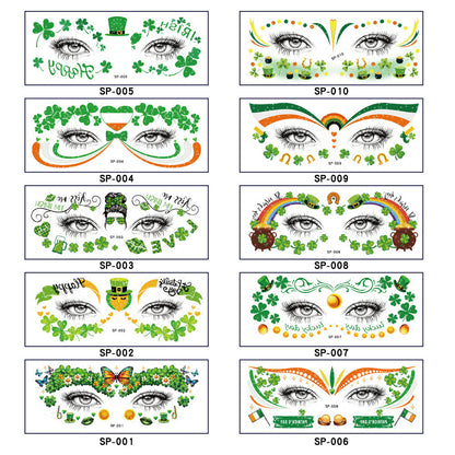 Irish Glitter Tattoo Sticker St Patrick Holiday Party