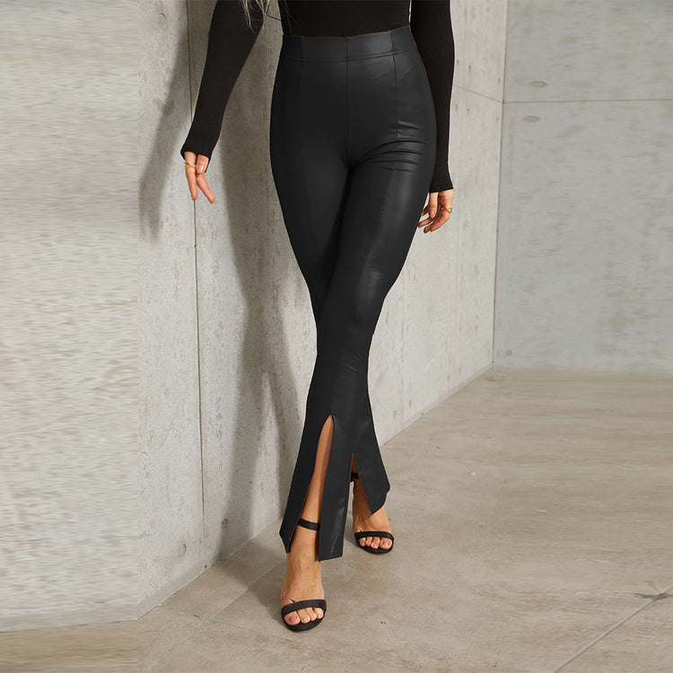 a woman wearing black pants