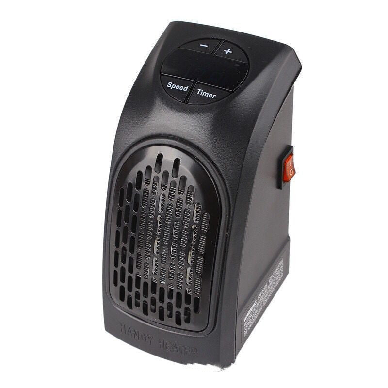a black heater with a white background