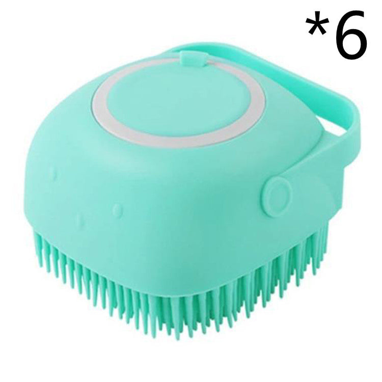 a blue brush with a handle