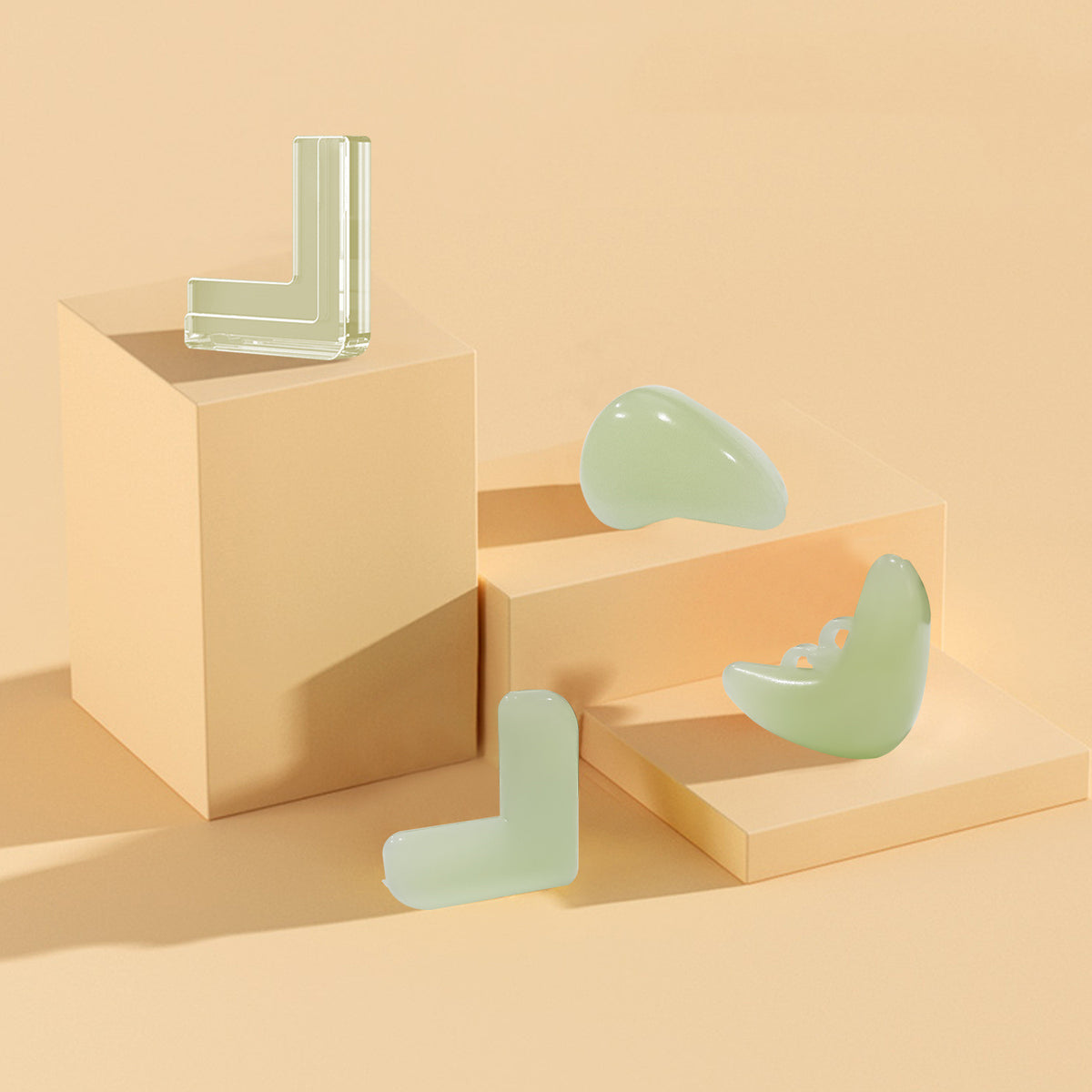 a group of objects on a podium