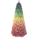 Rainbow Flocked Artificial Christmas Tree