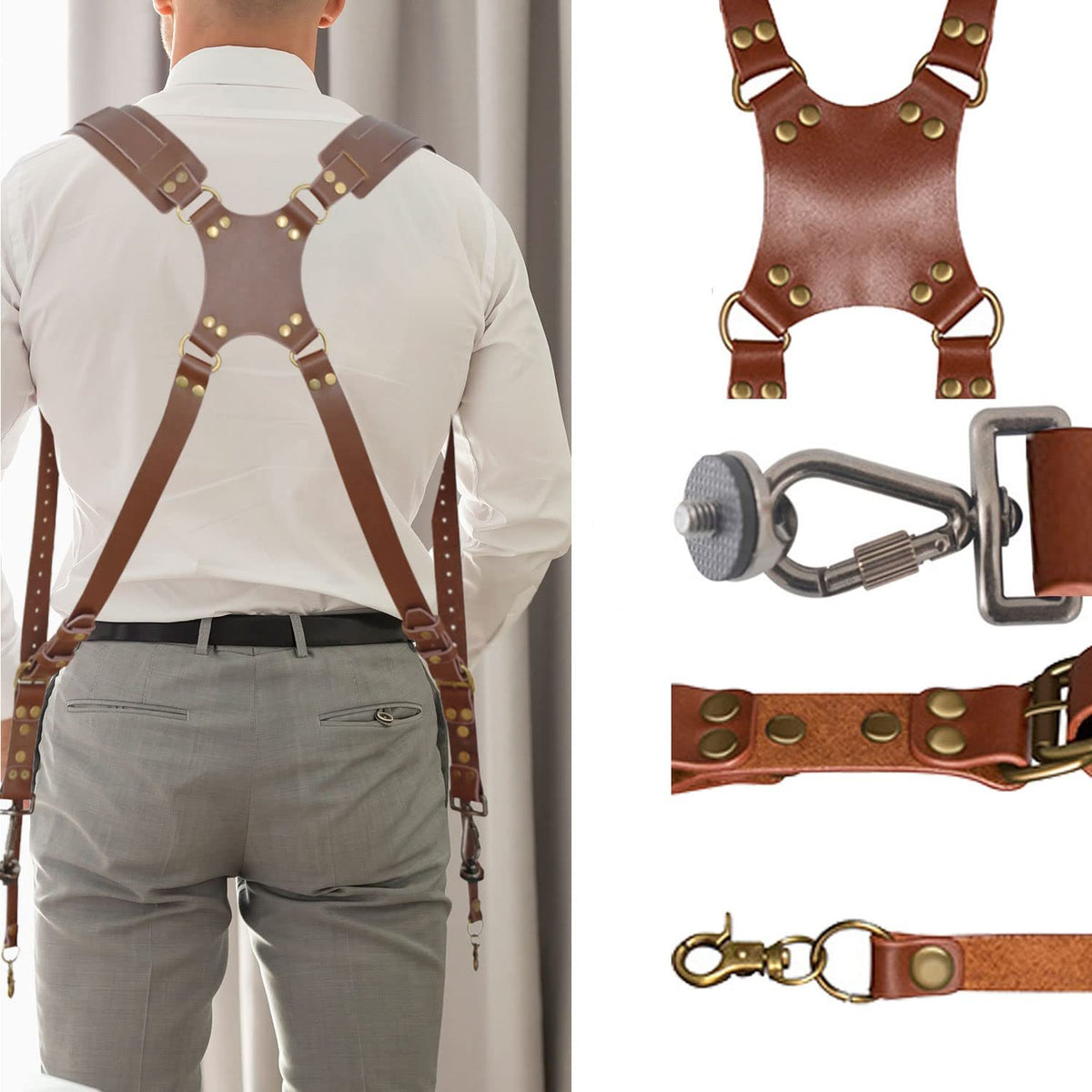 a man wearing a leather harness