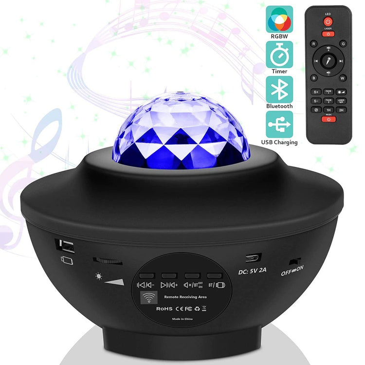 a black device with a blue ball on top