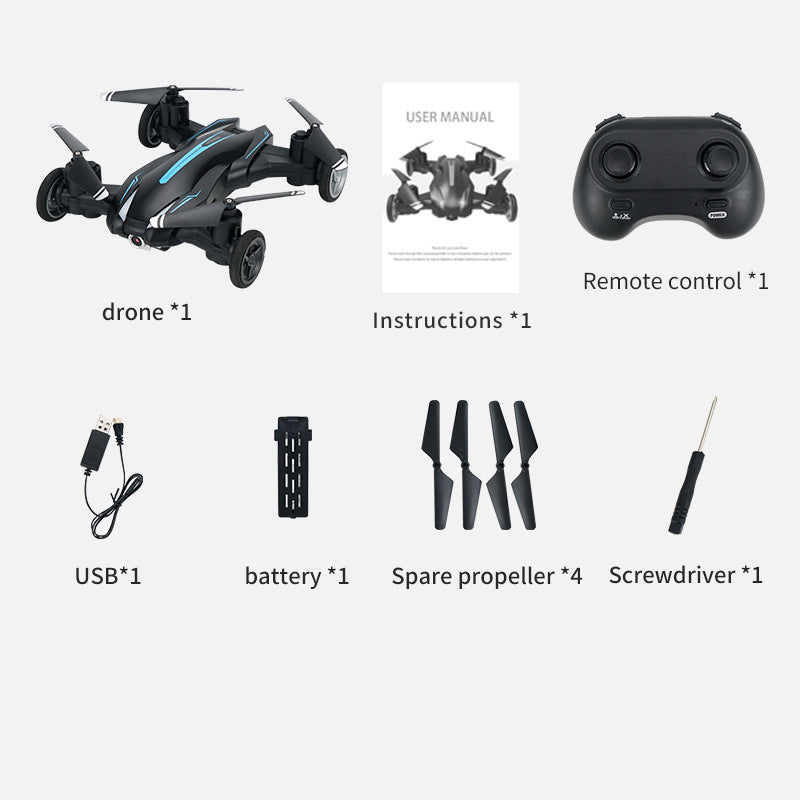 a set of black drone and instructions