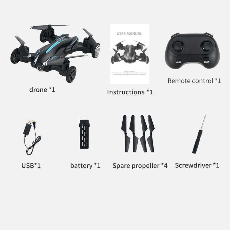a set of black drone and instructions