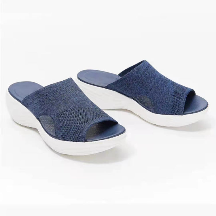a pair of blue sandals