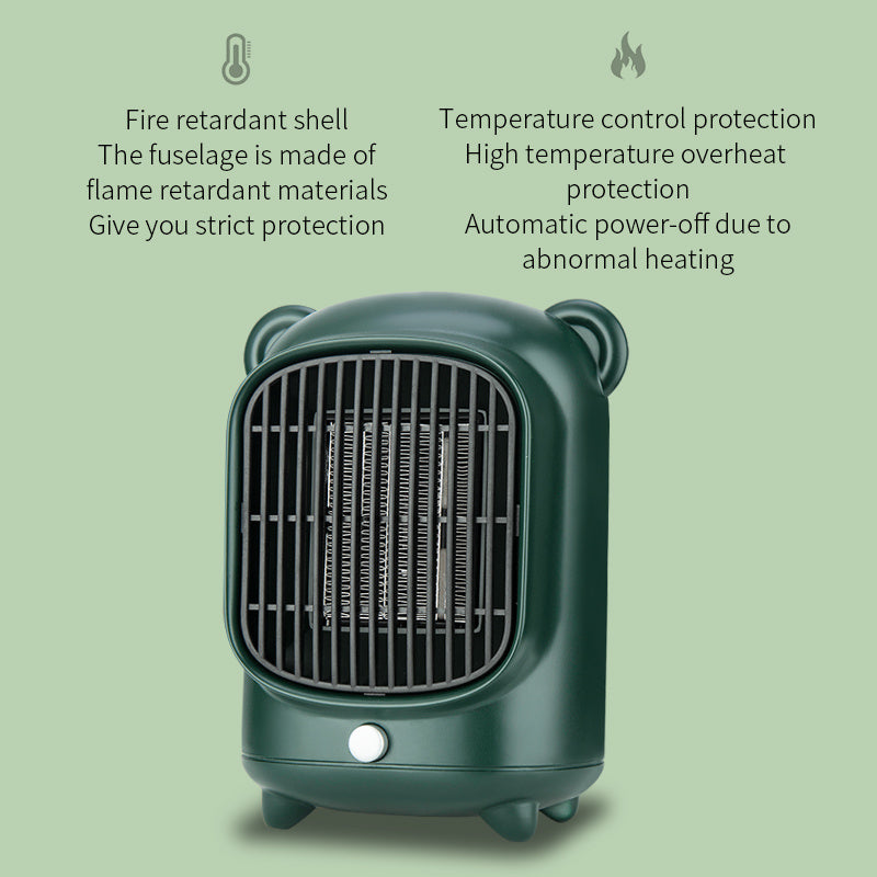 a green heater with a white knob