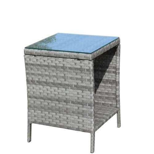 Outdoor Patio Furniture 1 Coffee Table With Clear Tempered Glass