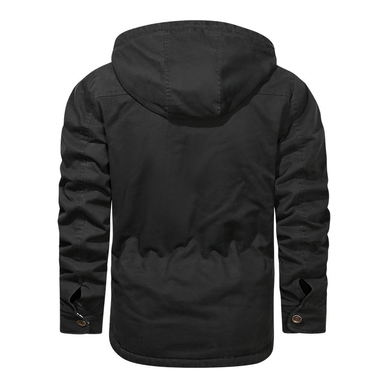 Men Cotton Jacket Winter Thick Warm Parkas Male Plus Velvet Casual Hooded Coat