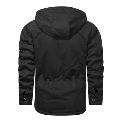 Men Cotton Jacket Winter Thick Warm Parkas Male Plus Velvet Casual Hooded Coat
