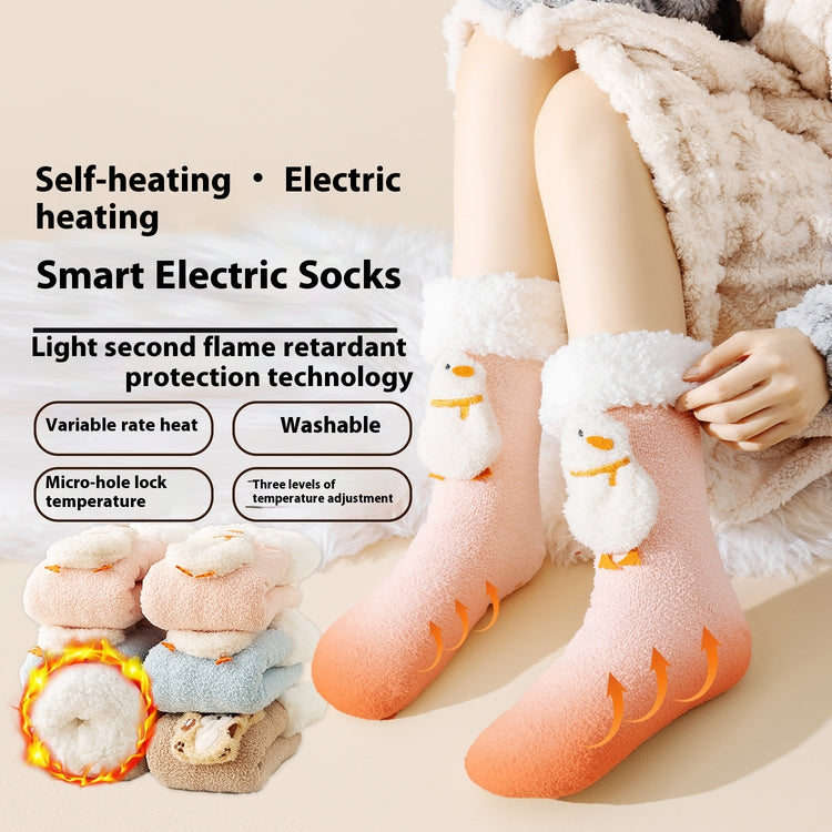 a person wearing a fuzzy socks