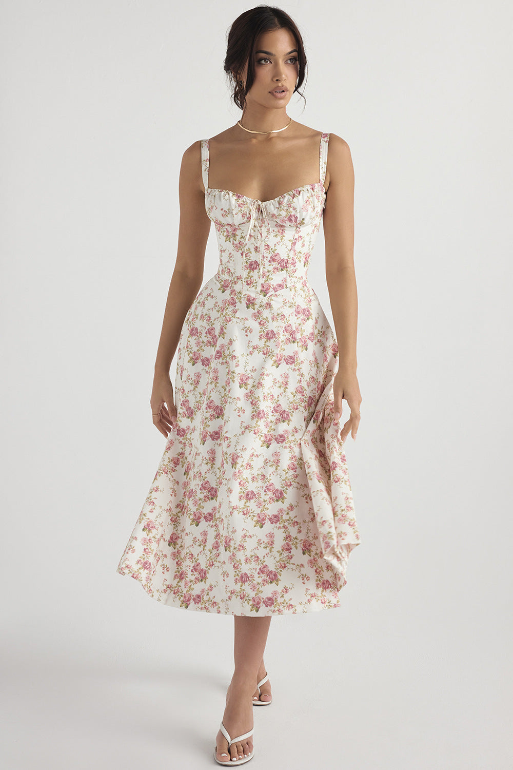 a woman in a dress