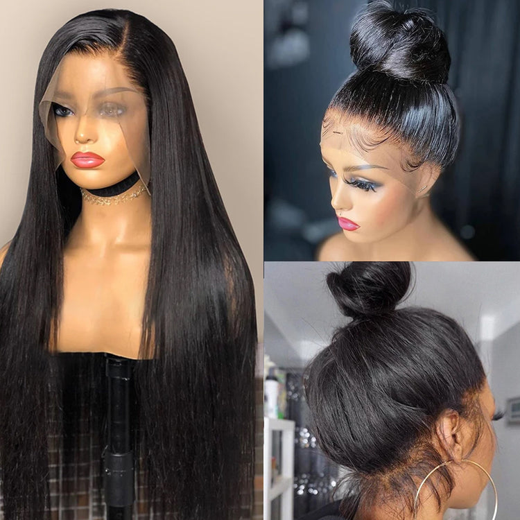 a collage of a mannequin with a wig