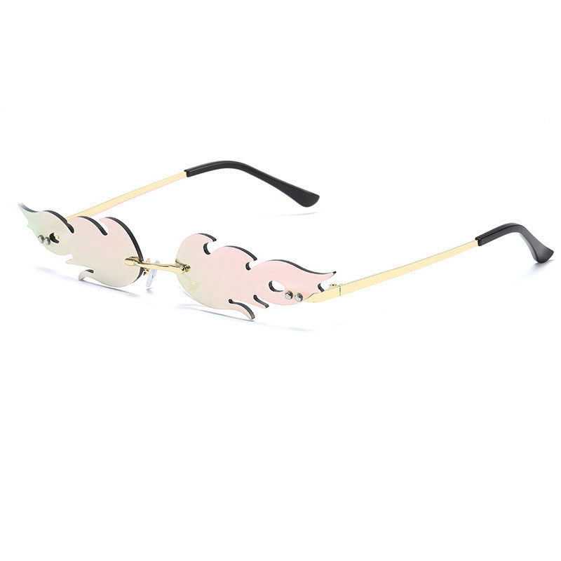 a pair of sunglasses with pink rims