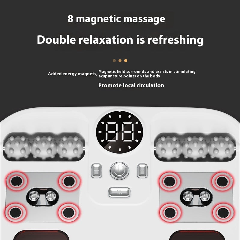a white device with red circles