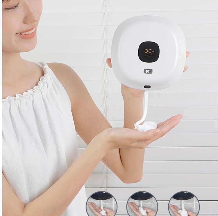 a woman holding a device