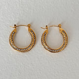 Gold-Tone Twisted Hoop Earrings with Zircon Accents