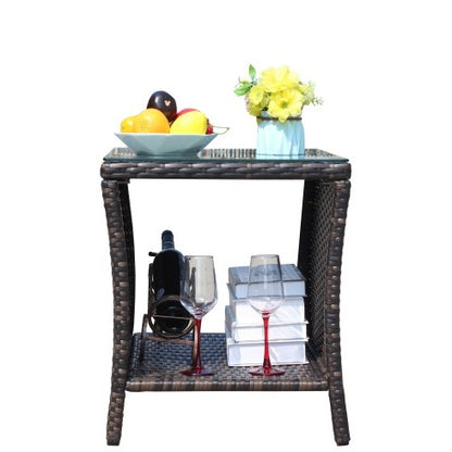 Outdoor Patio Furniture 1 Coffee Table With Clear Tempered Glass