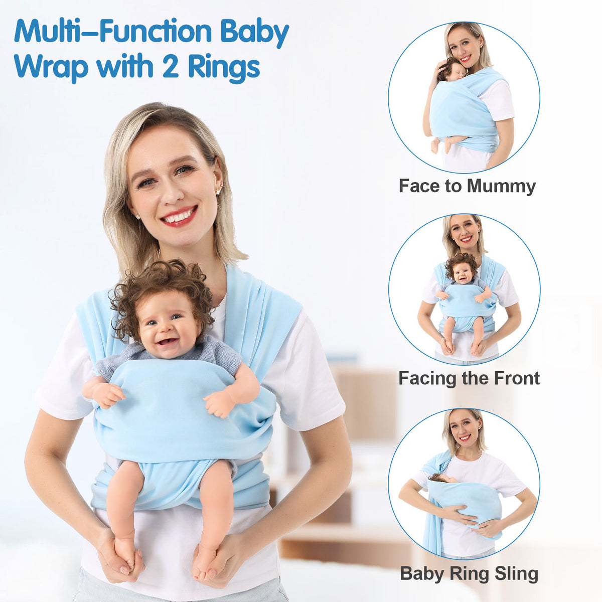 a woman holding a baby in a sling