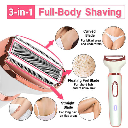 Four-in-one Women's USB Rechargeable Electric Shaver And Eyebrow Trimmer