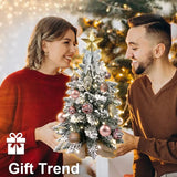 22-Inch Lighted Flocked Tabletop Christmas Tree