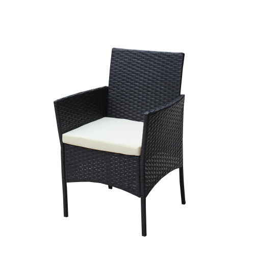 4 PC Rattan Patio Furniture Set Outdoor Patio Cushioned Seat Wicker Sofa Beige Cushion
