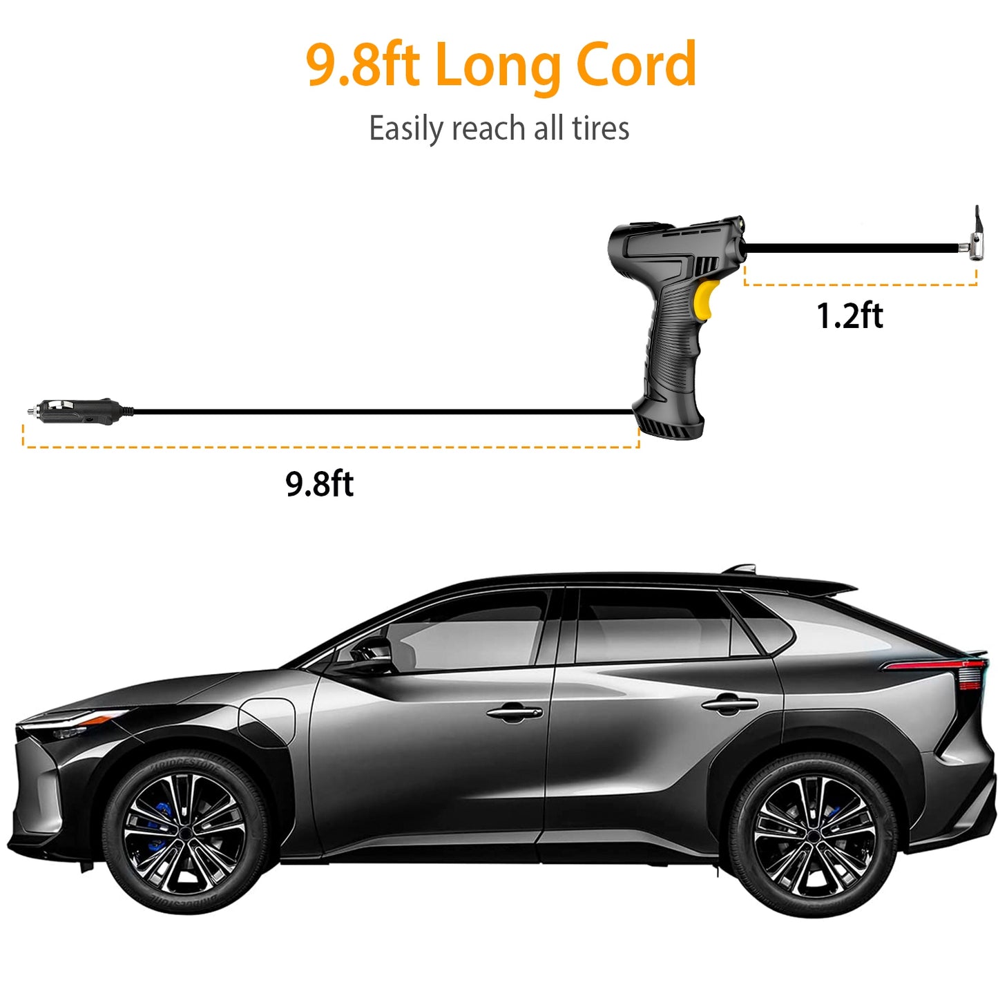 Portable Car Tire Inflator DC 12V Digital Car Air Compressor Electric Air Inflator With LED Light 150PSI