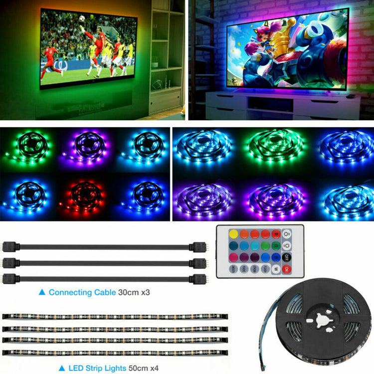 a tv with different colored lights