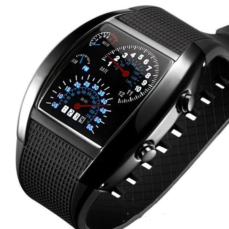 a black watch with a digital display