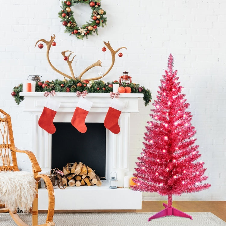 a christmas tree in a room
