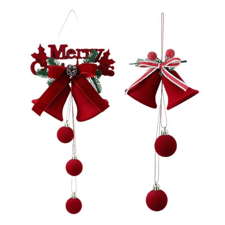 a pair of red bells and ornaments
