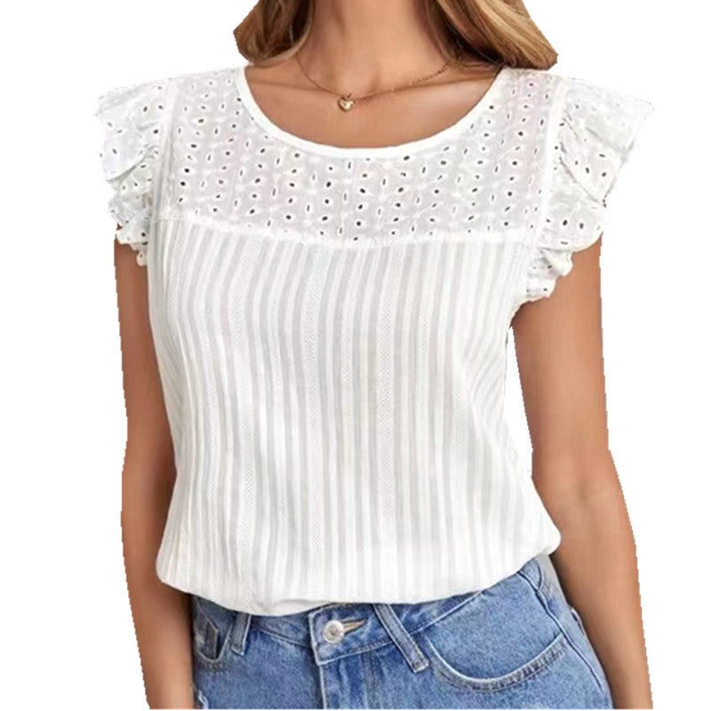 a woman wearing a white shirt