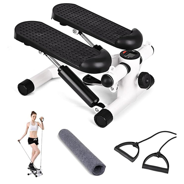 a step machine with a woman exercising