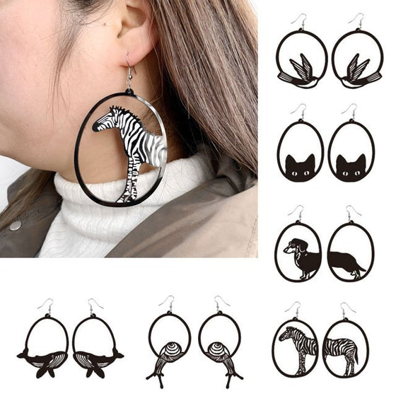 Asymmetric Animal-Shaped Acrylic Dangle Earrings