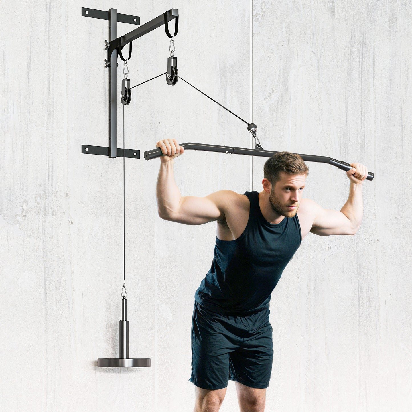 Weight Cable Pulley System for Home Gym with Universal Loading Pin for LAT Pull Down, Biceps Curl Workout, Red