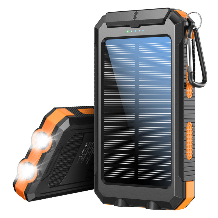 a solar battery with two flashlights