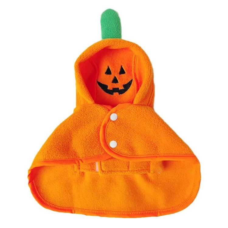 a orange fleece hooded jacket with a jack-o-lantern face