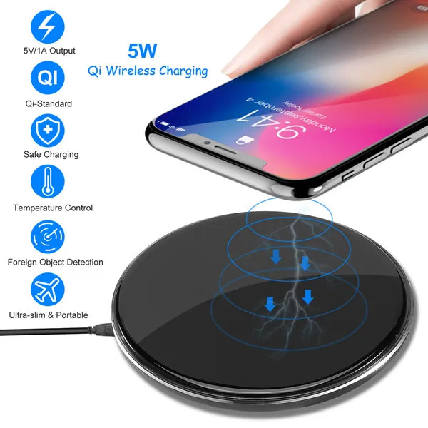 a phone charging on a wireless charger