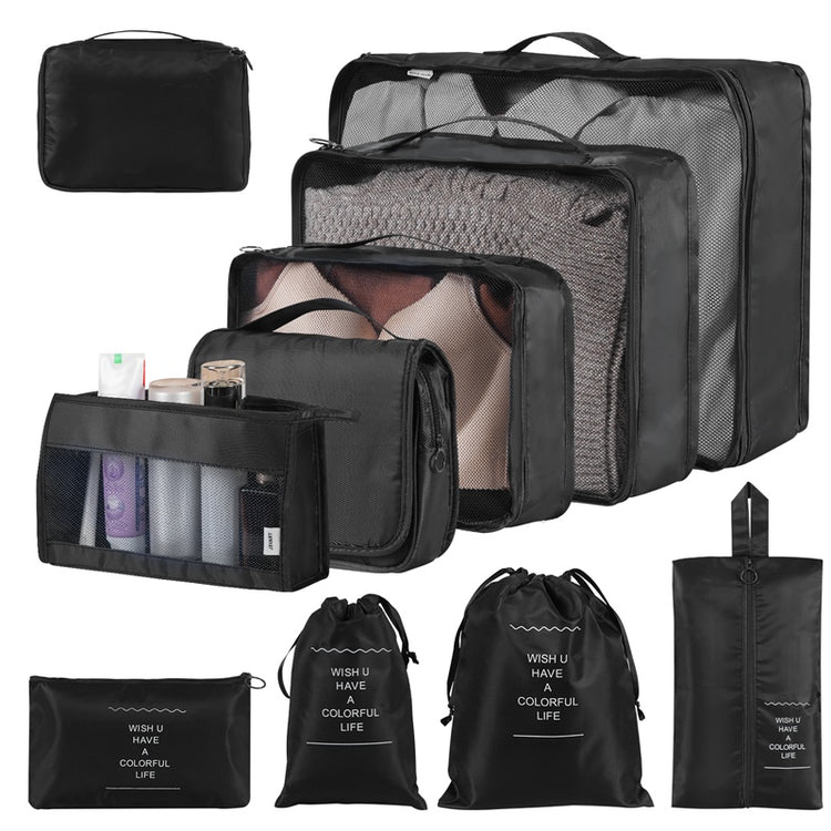 a group of black bags