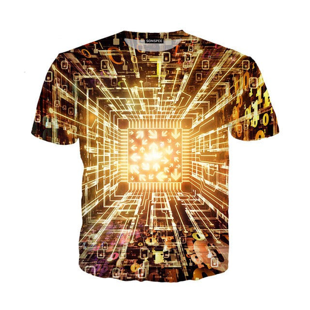 Mechanical Motherboard 3D Digital Printing Men's New Short Sleeve
