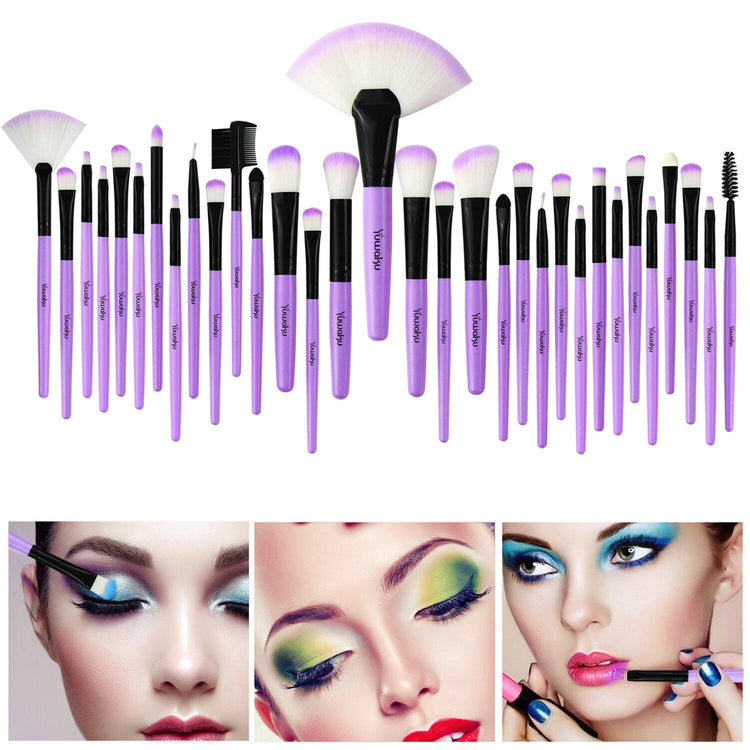 a collage of different makeup brushes