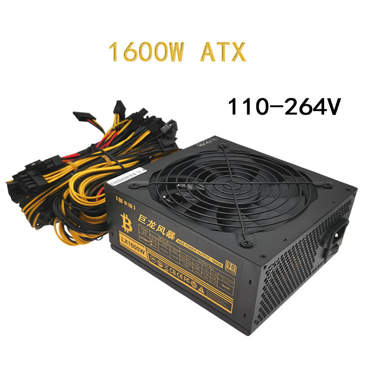 a black power supply with yellow and black wires