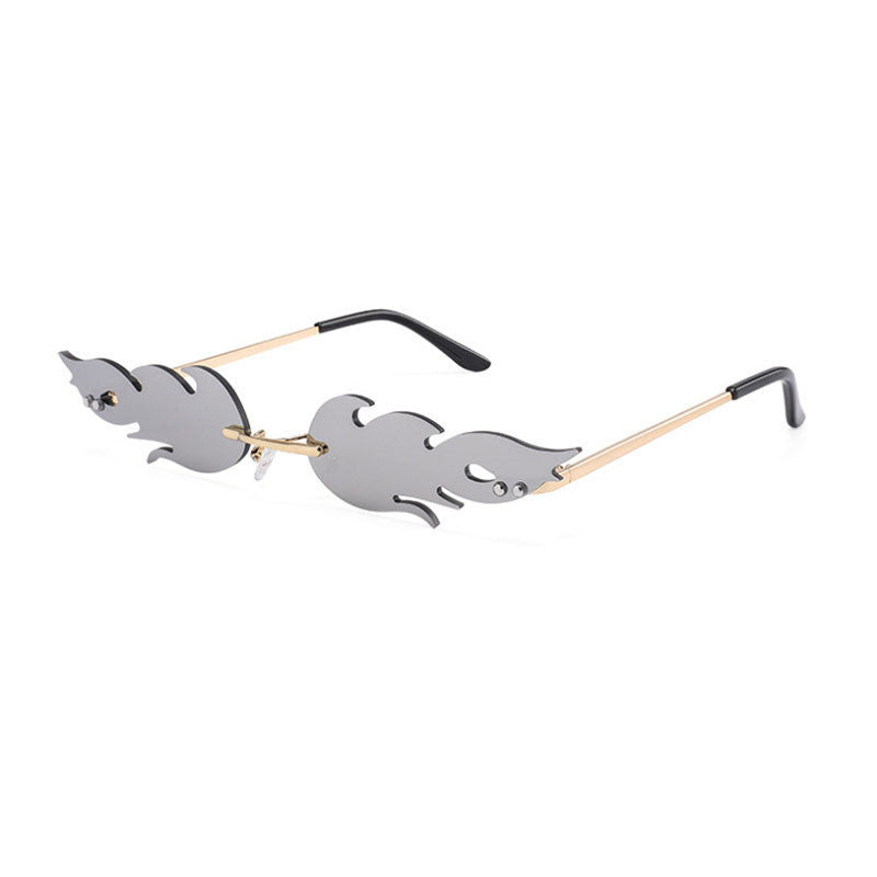 a pair of sunglasses with flames on them